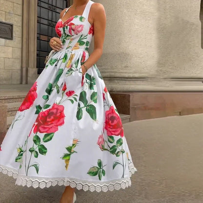 Sana ™ vestido floral retro